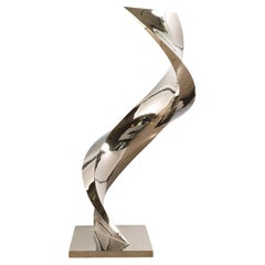 Cubus Spiralis Polished Stainless Steel Abstract Minimalist Sculpture