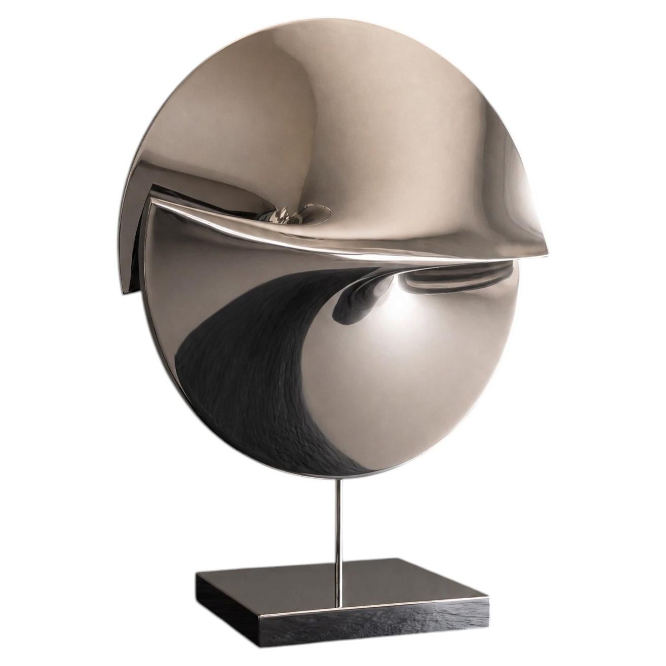 Sculpture abstraite Mandala Geometra en acier inoxydable poli