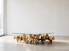 „Sinusoid“, skulpturaler Couchtisch aus polierter Bronze im zeitgenössischen Stil