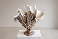 Contemporary Two Tone Lux White and Champagne Sculptural Flora Vase