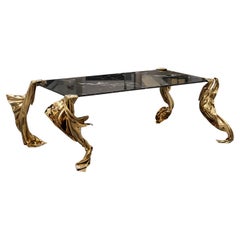 Volante, moderner skulpturaler Esstisch aus Bronzeguss und Marmor