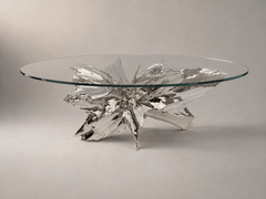Sculptural Dining Table in Polished Stainless Steel, Spectra Rock