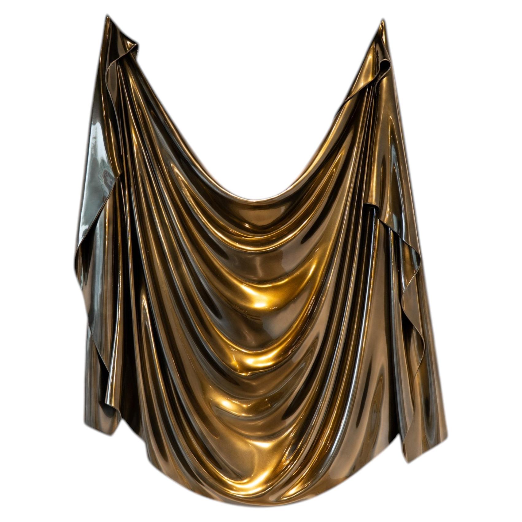 Levitaz Wall Sculpture, Decorative Draped Form Wall Panel in Resin