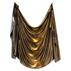 Levitaz Wall Sculpture, Decorative Draped Form Wall Panel in Resin