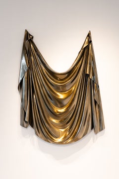 Levitaz Wall Sculpture, Decorative Draped Form Wall Panel in Resin