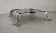 Cascatta, Stainless Steel Mirror Polish Square Dining Table