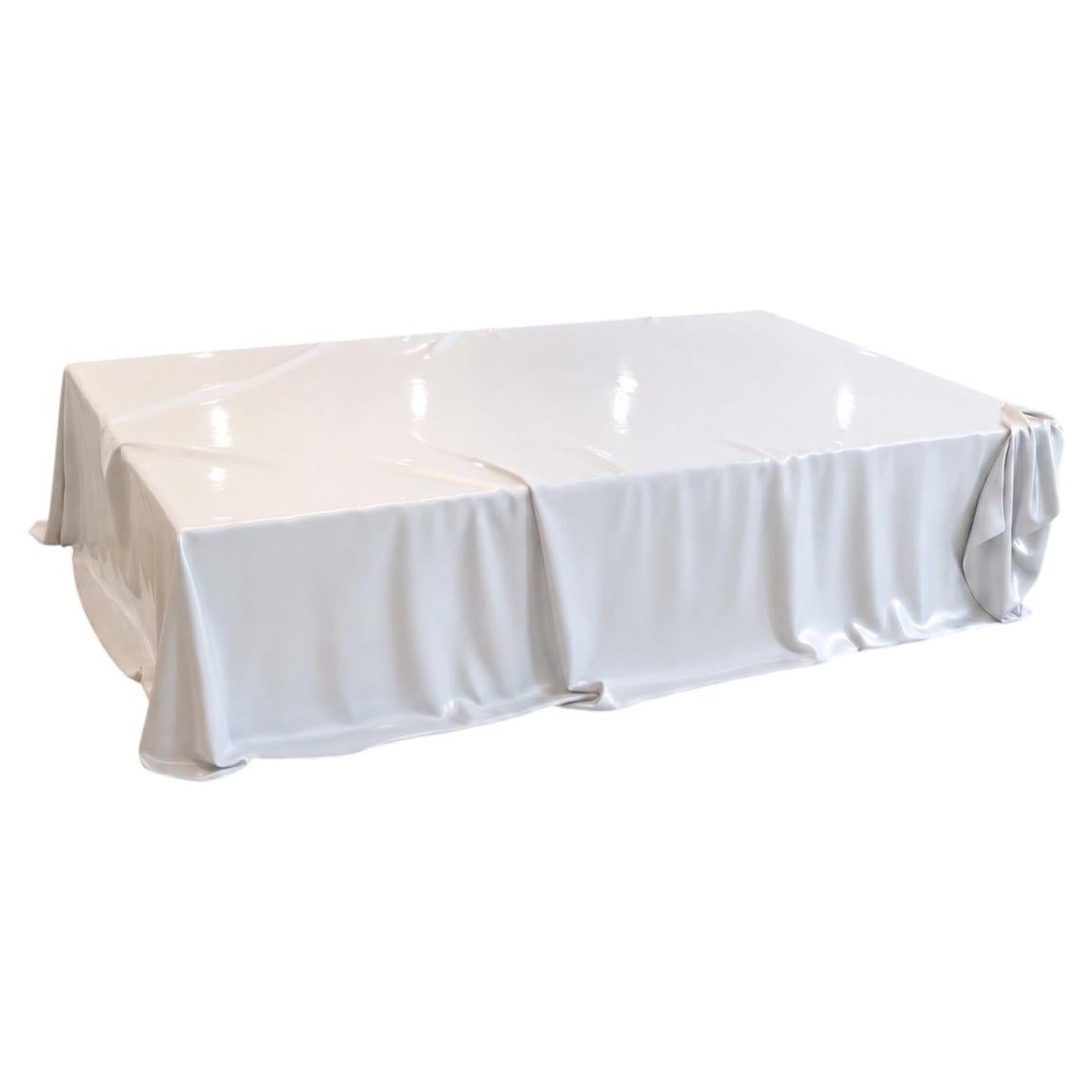 Levitaz Coffee Table, Sculptural Resin Table, Lux White Finish, Contemporary