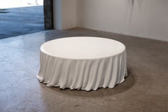 Twirl, Sculptural Draped Form Coffee Table in Lux White Resin