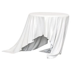 Levitaz Side Table, Sculptural Resin Table, Lux White, Contemporary