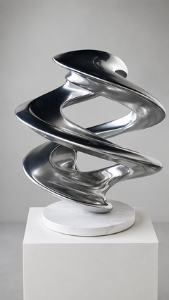 Torus Spiralis, Geometric Sculpture in Platinum Resin