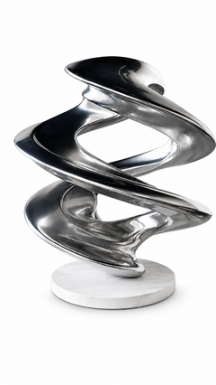 Torus Spiralis, Geometric Sculpture in Platinum Resin