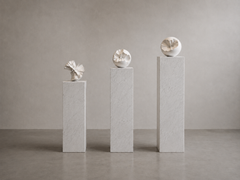 Sphera, Set of Three Eroded Sculptural Spheres, Lux White, Contemporary