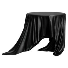 Levitaz Side Table, Contemporary Sculptural Side Table in Obsidian Black Resin