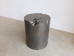 Erosia, Round Sculptural Side Table in Bronze Metal-Infused Epoxy Resin