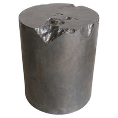 Erosia, Round Sculptural Side Table in Bronze Metal-Infused Epoxy Resin