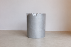 Erosia, Round Sculptural Side Table in Aluminum Metal-Infused Epoxy Resin