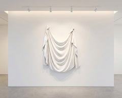 Levitaz Wall Panel, Draped Form Wall Sculpture in Lux White