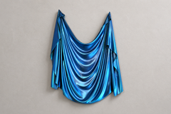 Levitaz Wall Panel, Draped Form Wall Sculpture in Velura Cobalt