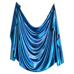 Levitaz Wall Panel, Draped Form Wall Sculpture in Velura Cobalt