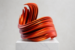 Spiral Bowl, Contemporary Resin Sculpture in Fire Fade Finish