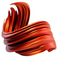 Spiral Bowl, Contemporary Resin Sculpture in Fire Fade Finish