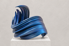 Spiral Bowl, Contemporary Resin Sculpture in Cobalt Blue Finish