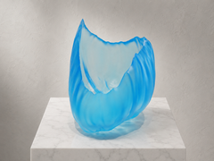 Ocean Bowl, Contemporary Resin Sculptural Bowl in Transparent Blue Finish