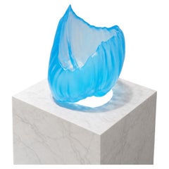 Ocean Bowl, Contemporary Resin Sculptural Bowl in Transparent Blue Finish