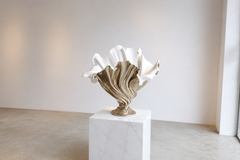 Flora Vase, Contemporary Two Tone Sculptural Vase, Lux White & Pewter Gold
