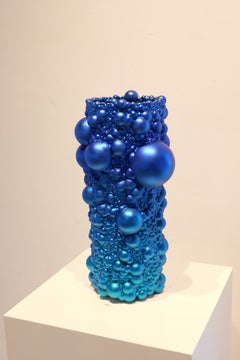 Sphera Vase Tall, Abstract Cellular Vessel, Ultramarine Fade