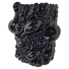 Sphera Vase Twist, abstraktes, zellförmiges Gefäß, glänzende Graphit-Oberfläche