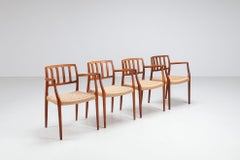 Niels Otto Moller model 66 armchairs in teak and paper cord Denmark 1970