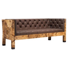 Werner Neumann sculptural Birchwood sofa in birch bark and leather The Netherlan