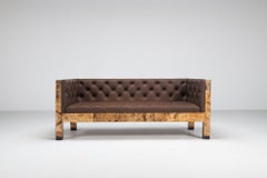 Werner Neumann sculptural Birchwood sofa in birch bark and leather The Netherlan