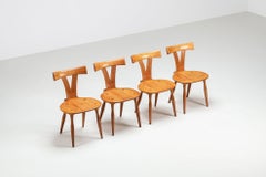 Set of four Scandinavian dining chairs in oak Sweden 1960
