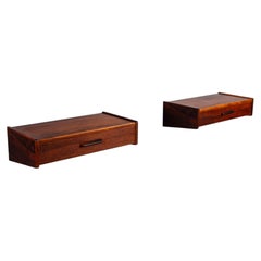 Pair of Scandinavian floating nightstands rosewood Denmark 1960