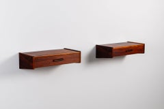 Pair of Scandinavian floating nightstands rosewood Denmark 1960