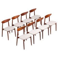 Harry Ostergaard, 8er-Set Esszimmerstühle aus Teakholz, Randers, Dänemark, 1960