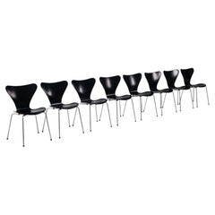 Arne Jacobsen set of eight 3107 Butterfly dining chairs Fritz Hansen Denmark 196