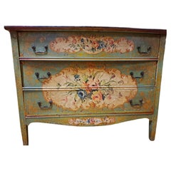 Used Early 20th C. Italian Rococo Style Handpainted 3-Drawer Commode