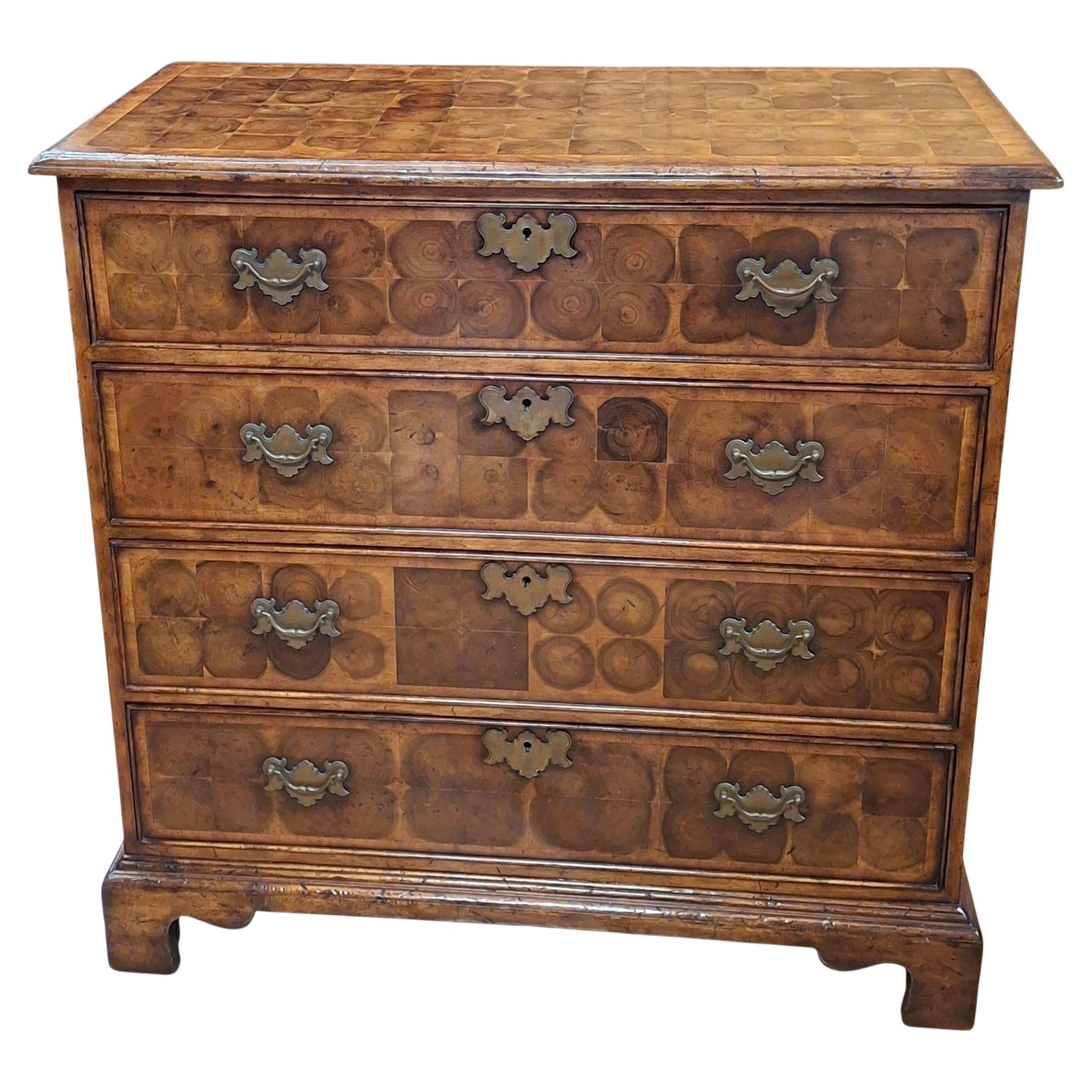 William and Mary Style Oyster Veneer Chest of Drawers