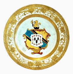 Pair of Chinese Export 1740 Hanbury Armorial Dinner Plates