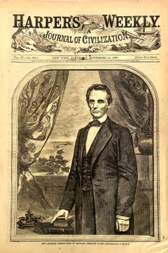 1860 “Abraham Lincoln è stato eletto!” Copertina di Harper’s Weekly, foto di Matthew Brady