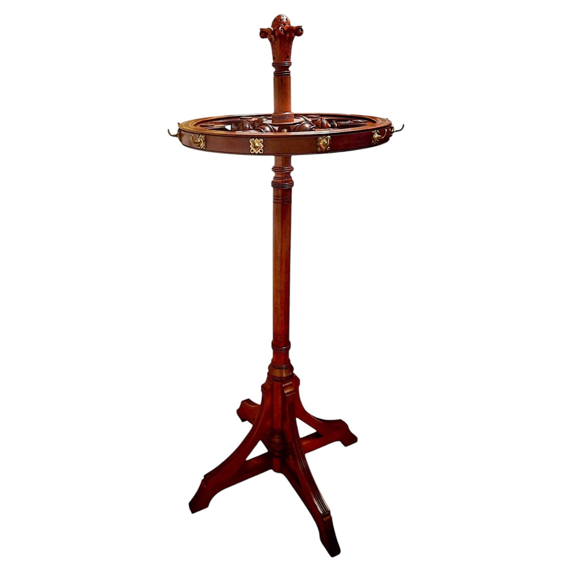 Antique Mahogany Revolving Carousel Coat Rack For Sale