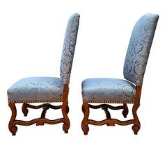 Paire de chaises d'appoint rembourrées de style Louis XIII, dites « Os de Mouton »