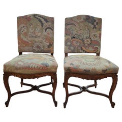 Pair of Antique Louis XIV Style Needlepoint-upholstered Side Chairs