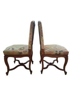 Pair of Antique Louis XIV Style Needlepoint-upholstered Side Chairs