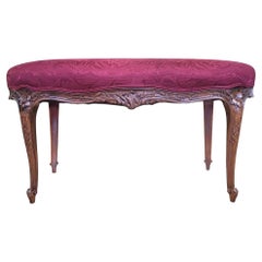 Antique Louis XV-style Upholstered Piano Bench
