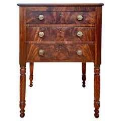 19th-century American Federal Mahogany Three-Drawer Worktable