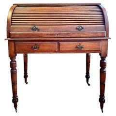 Victorian Tambour Roll-top Maple and Brass Desk